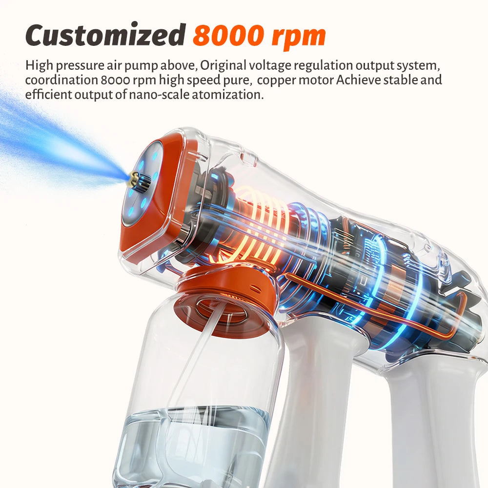 380ml Nano Mist Sprayer Blue Light Rechargeable Electric Bottle Nano Mist Sprayer Qst