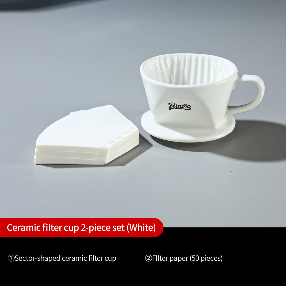 Bincoo Origami Ceramic Pour Over Coffee Dripper with Saucer Pour Over Dripper Qst Dull