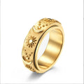 Bohemian Spinning Star Moon Ring | Women's Stainless Steel Spinning Fashion Ring Qme jin 7