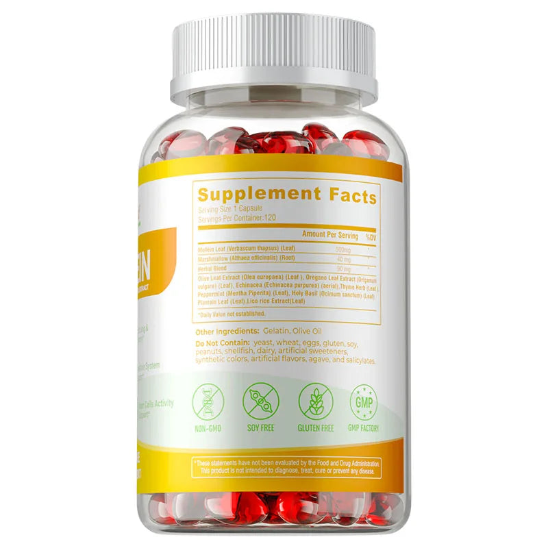 Mullein Leaf Extract Capsules – Antioxidant & Lung Support Herbal Supplement Qst