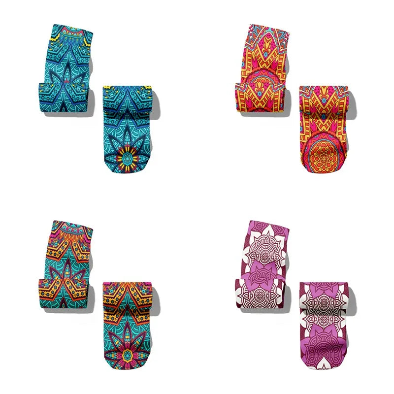 3D Mandala Kawaii Novelty Socks – Unisex Fun Crew Socks Novelty Crew Socks Qme