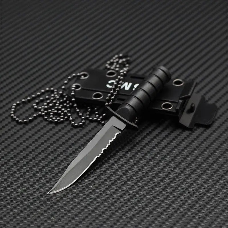 Swayboo Mini Neck Knife Sawtooth Fixed Blade – Camping Survival Fixed Blade Knife Qst Black Sawtooth