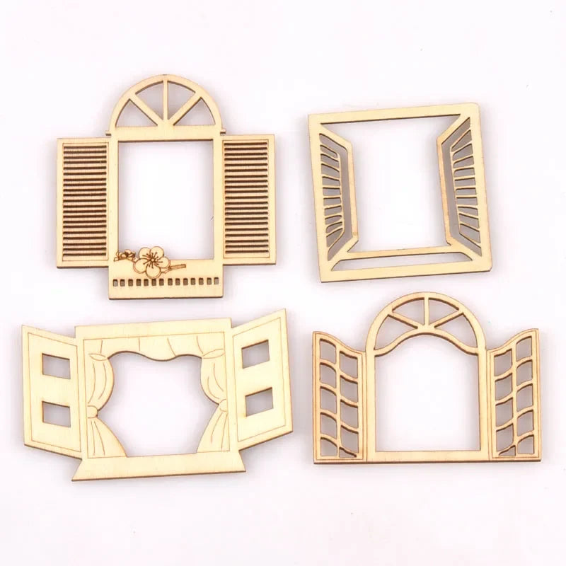 Hollow Window Pattern Wood Slices – DIY Crafts & Scrapbook Wood Craft Embellishments Qme mix
