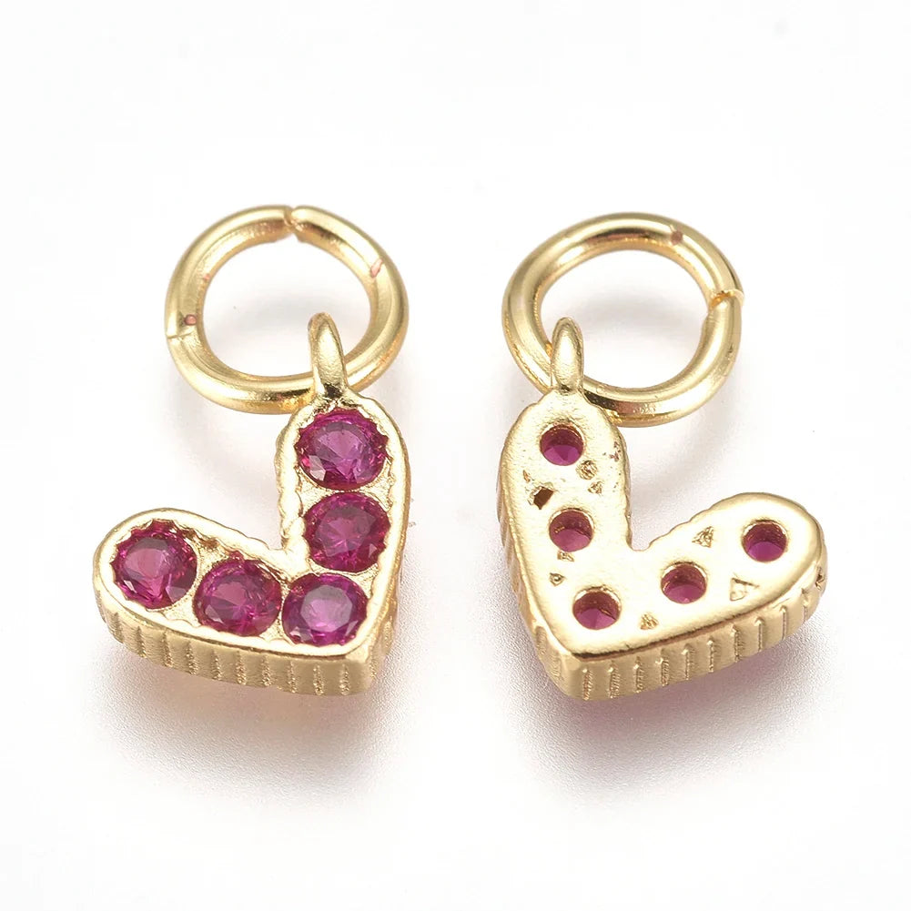 Heart Brass Micro Pave CZ Charms with Jump Ring | DIY Jewelry Jewelry Making Charms Qme