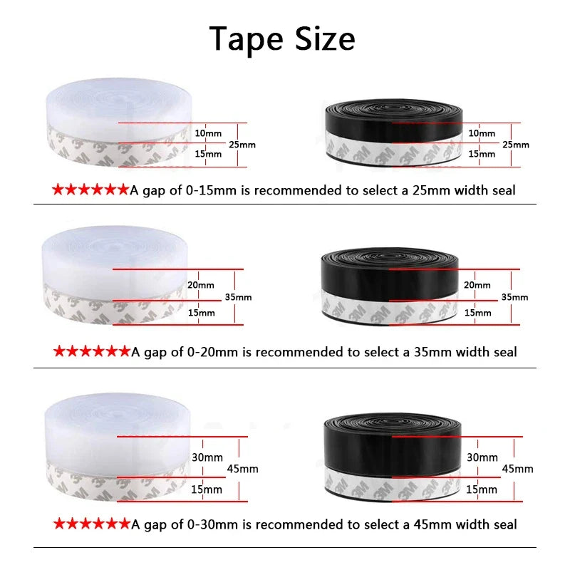 5M Door Bottom Seal Strip – Self-Adhesive Rubber Weatherstrip Door Weatherstrip Seal Qme