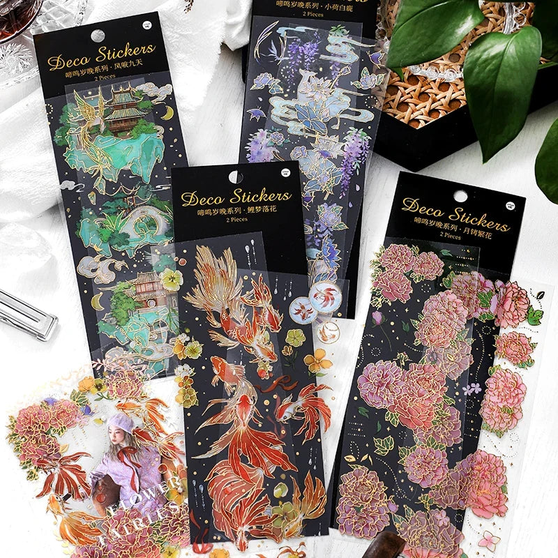 Chinese Koi Flat Stickers – Aesthetic Journal & Scrapbook Sheets Decorative Sticker Sheets Qme