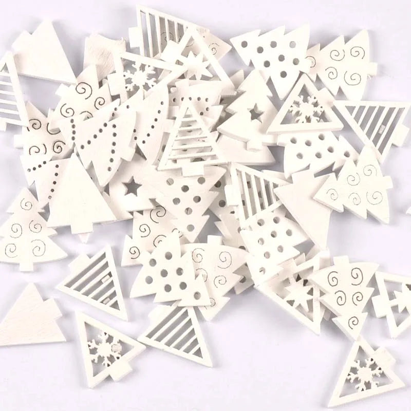 White Snowflake Wood Slices 50pcs – DIY Crafts & Decor DIY Wood Craft Slices Qme Christmas tree