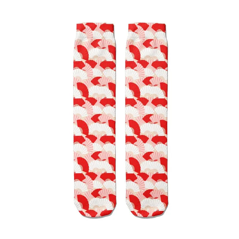Women's 3D Print Harajuku Heart Long Tube Socks | Cartoon Novelty Novelty Tube Socks Qme style1 One Size China Mainland