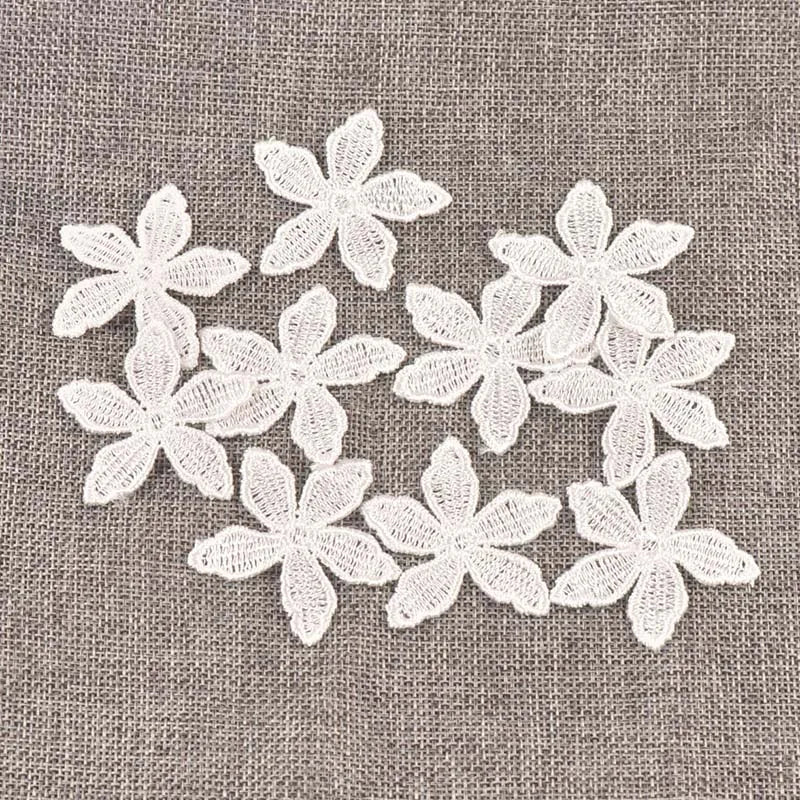 White Flower Lace Mesh Patches 50pcs – Sewing Trim & Appliqué Lace Trim Patches Qme