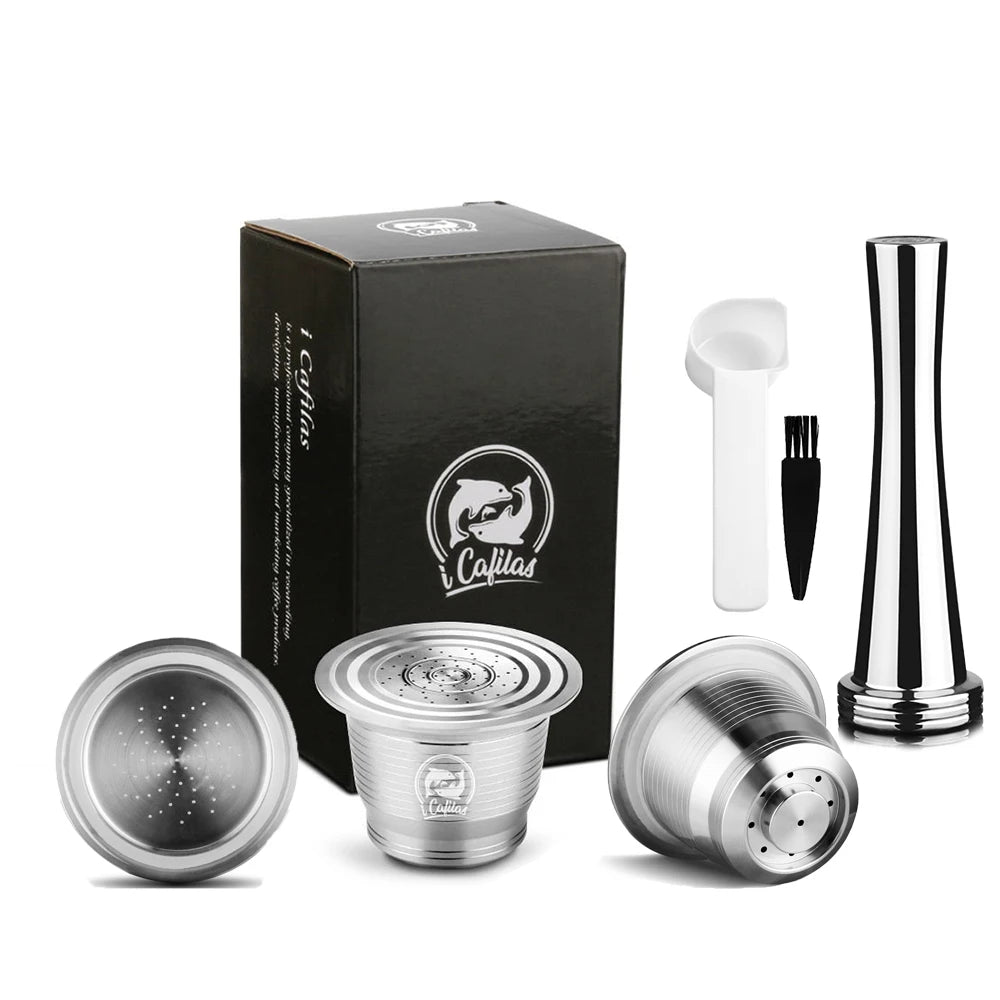 RECAFIMIL Reusable Stainless Steel Coffee Pods for Nespresso Refillable Coffee Pods Qst 3C1T