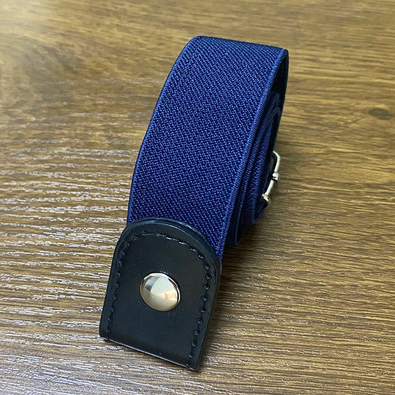 Women's Buckle-Free Elastic Waist Belt for Jeans & Pants Elastic Waist Belt Qme DEEP BLUE 60-95cm