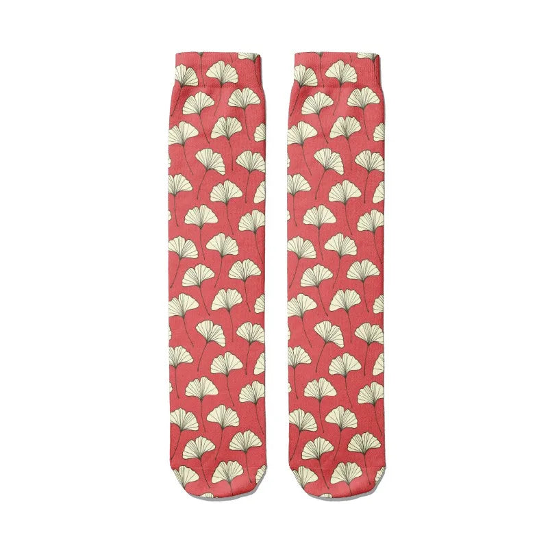 Women's 3D Print Harajuku Heart Long Tube Socks | Cartoon Novelty Novelty Tube Socks Qme style5 One Size China Mainland