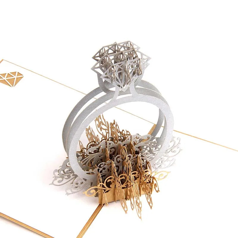 3D Pop-Up Diamond Ring Card – Valentine's & Anniversary Gift 3D Pop-Up Greeting Card Qme