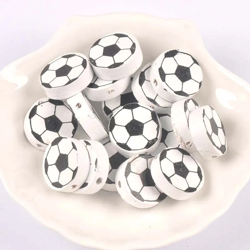 Wood Football Oblate Spacer Beads 30pcs | DIY Jewelry Making Wood Craft Beads Qme