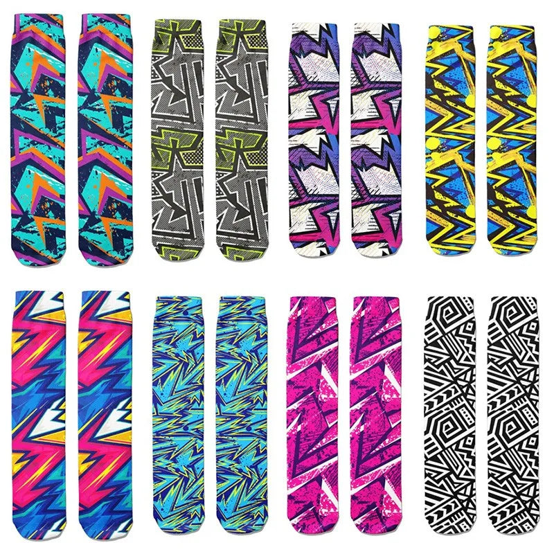 Women's 3D Graffiti Cotton Socks – Street Art Novelty Fashion Novelty Fashion Socks Qme