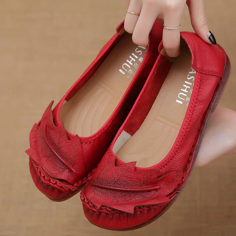 Women's Oxford Flats – Slip-On Floral Loafers | Sizes 5–8 Women's Flat Loafers Qst Red 41