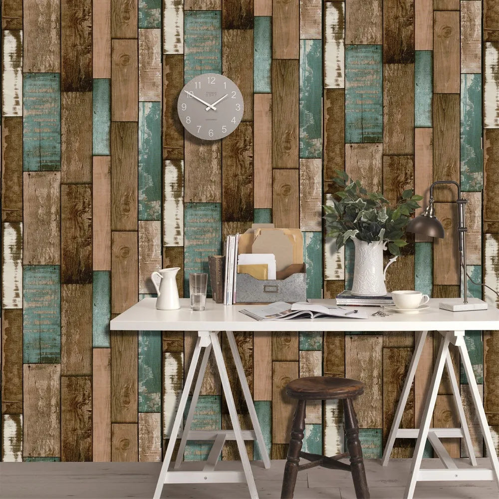 Reclaimed Wood Peel & Stick Wallpaper Plank – Multicolored Peel & Stick Wallpaper Qme