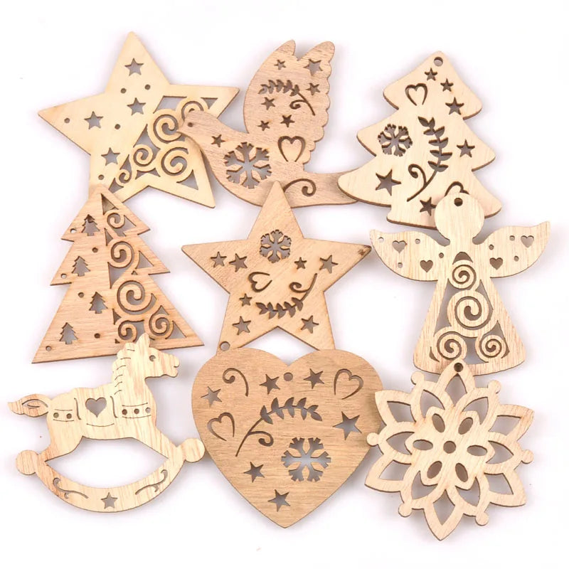 Christmas Wood Slice Snowman & Tree Ornaments | 7cm Decor Christmas Ornament Qme