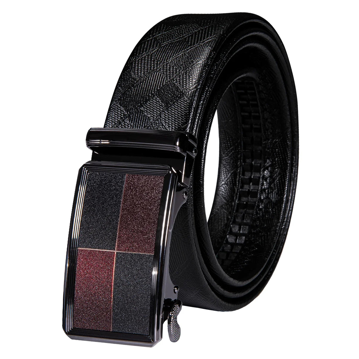 Men's Luxury Genuine Leather Belt – Automatic Buckle Leather Ratchet Belt Qme 0064 130cm