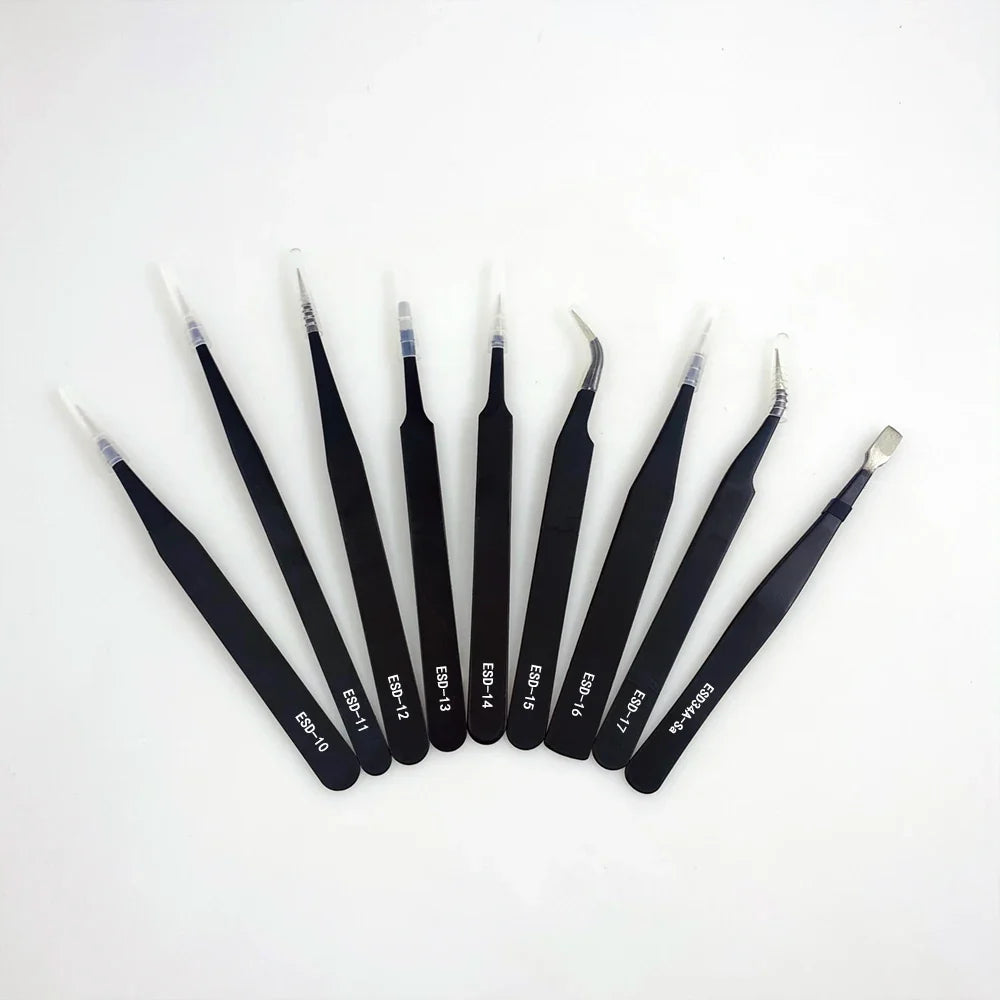Anti-Static ESD Stainless Steel Tweezers | Precision Industrial Set ESD Precision Tweezers Qme