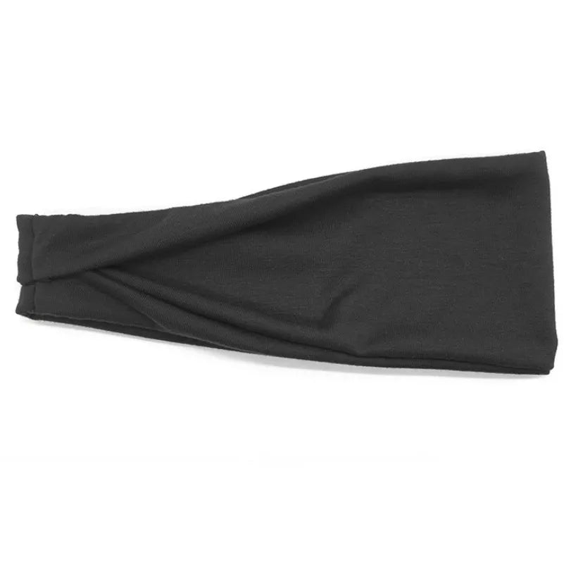 Women's Cotton Turban Twist Headband – 20 Colors Turban Twist Headband Qme black 10cm-22cm