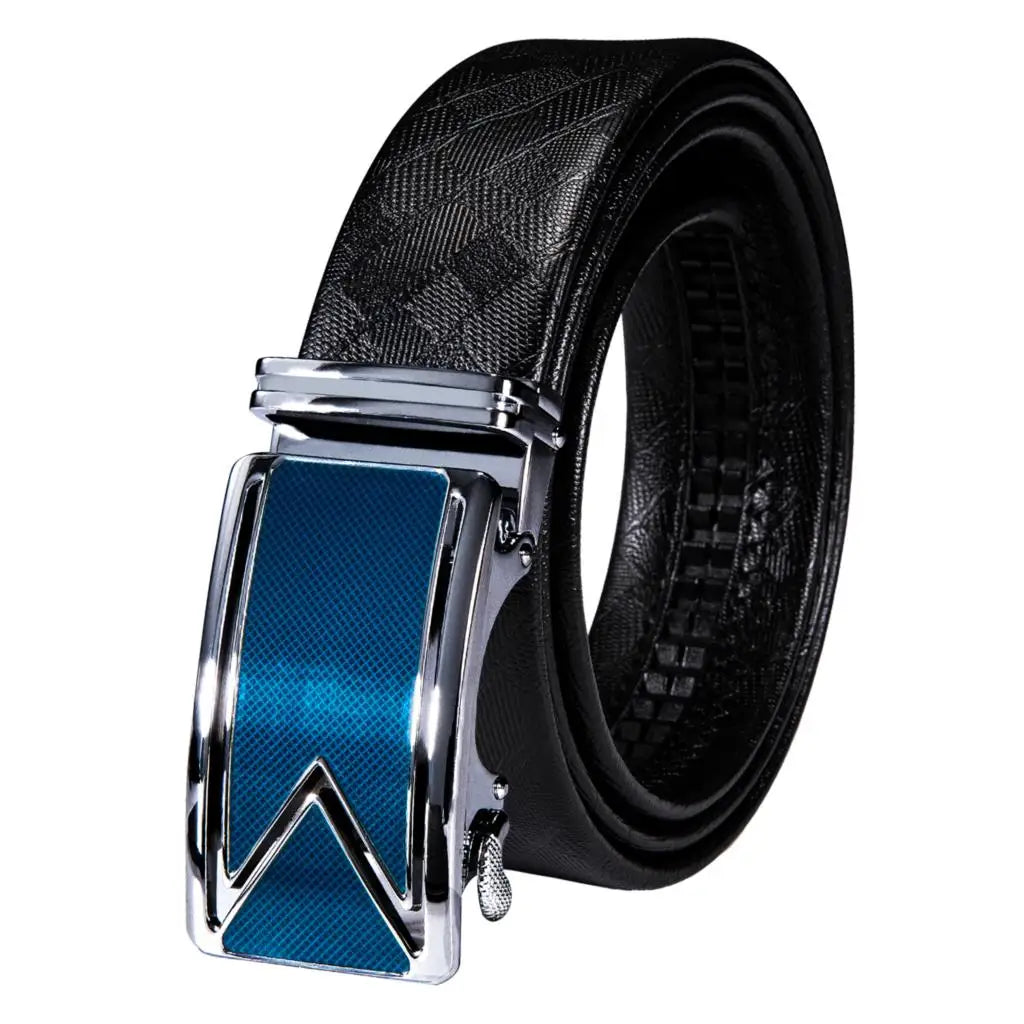 Men's Luxury Genuine Leather Belt – Automatic Buckle Leather Ratchet Belt Qme 2240 130cm