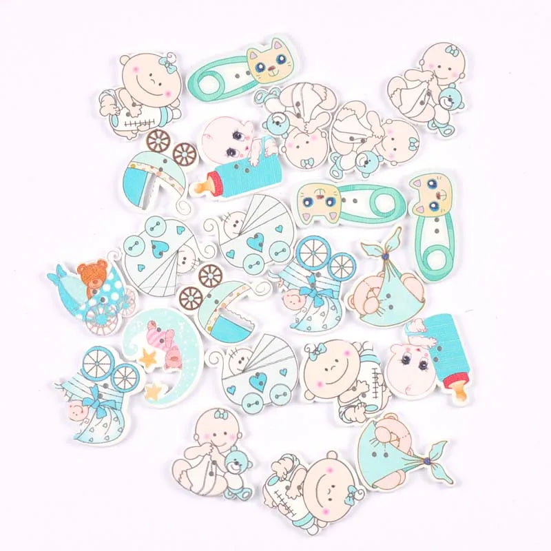 Mixed Pink & Blue Painted Wood Buttons – Sewing & Scrapbooking DIY Craft Wood Buttons Qme