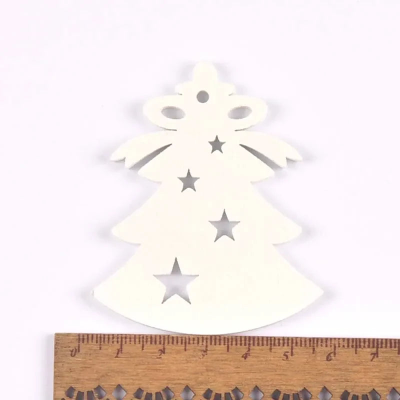 Wooden Christmas Ornaments with Hemp Rope – Angels & Snowflakes Christmas Ornaments Qme 15