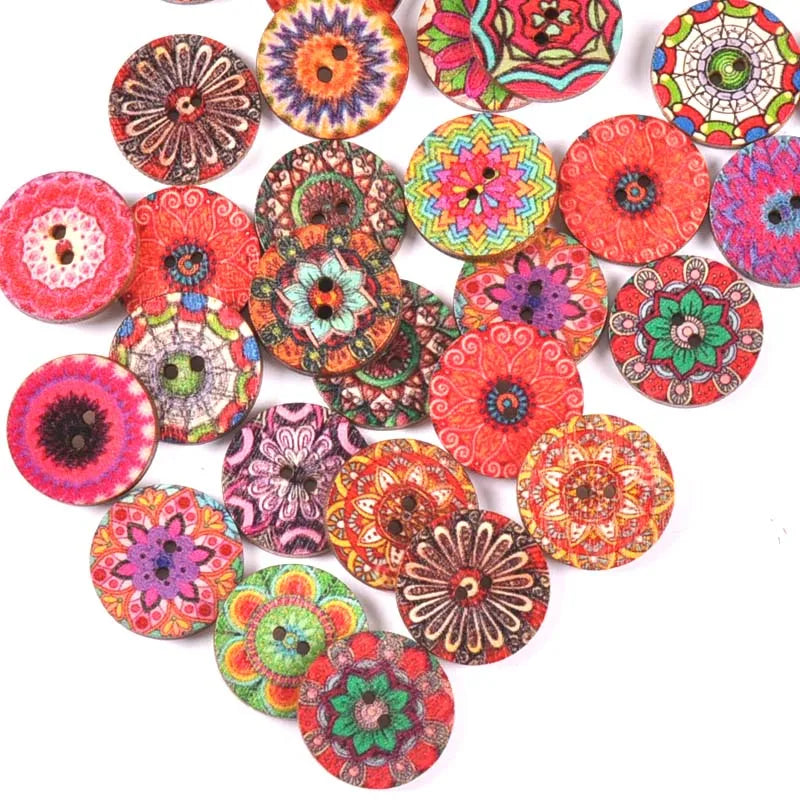 Vintage Round Mixed Wooden Buttons – Sewing & Scrapbook Crafts Craft Wooden Buttons Qme 20mm
