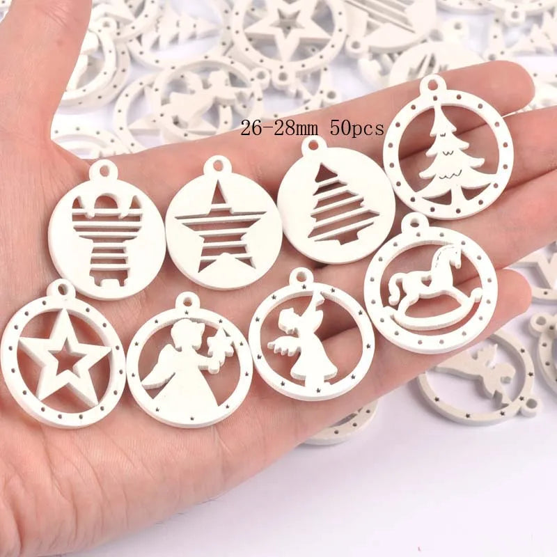White Wooden Christmas Tree Shapes – DIY Craft & Scrapbooking Wooden Craft Shapes Qme 26-28mm 50pcs