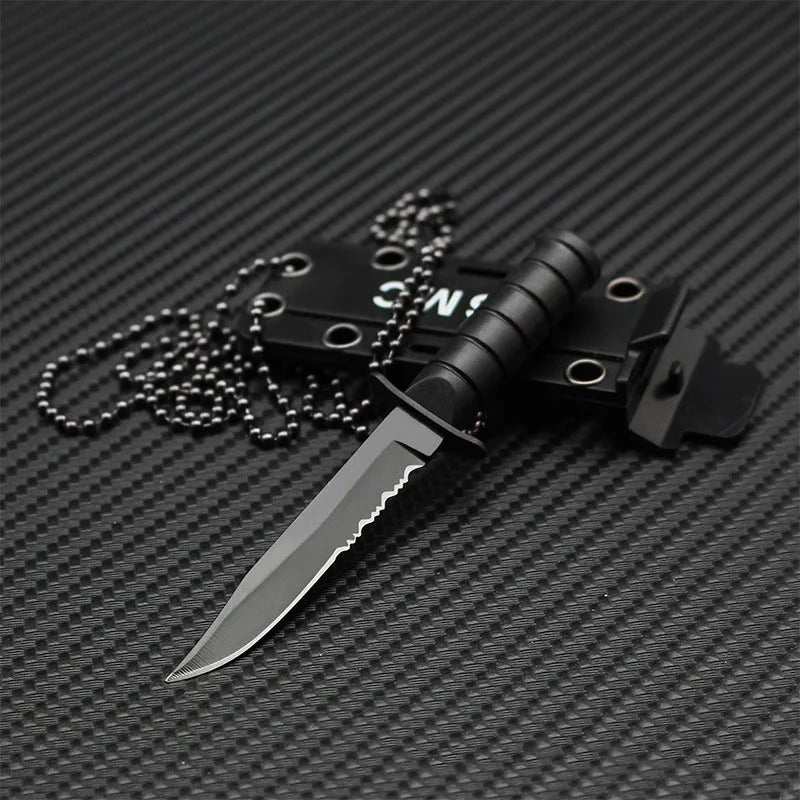 Swayboo Mini Neck Knife Sawtooth Fixed Blade – Camping Survival Fixed Blade Knife Qst