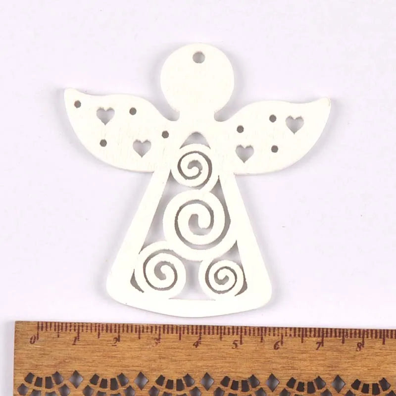 Wooden Christmas Tree Ornaments with Hemp Rope – 5 Pack Christmas Ornaments Qme 2
