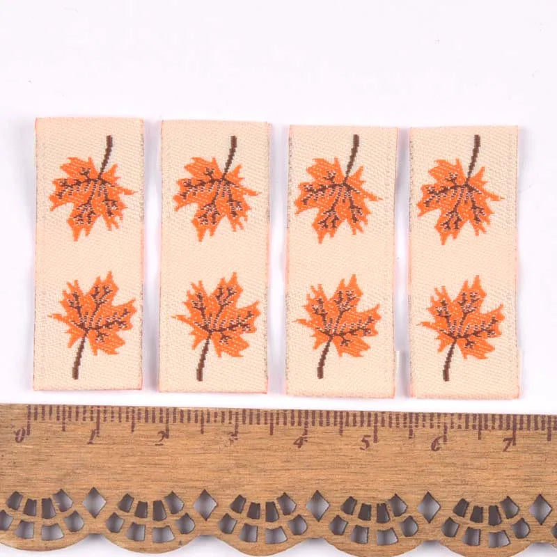 Maple Mushroom Embroidery Washable Fabric Labels – 50pcs Sewing Labels Qme
