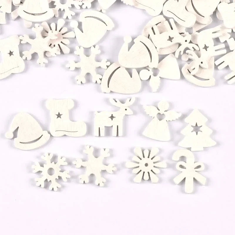 White Snowflake Wood Slices 50pcs – DIY Crafts & Decor DIY Wood Craft Slices Qme
