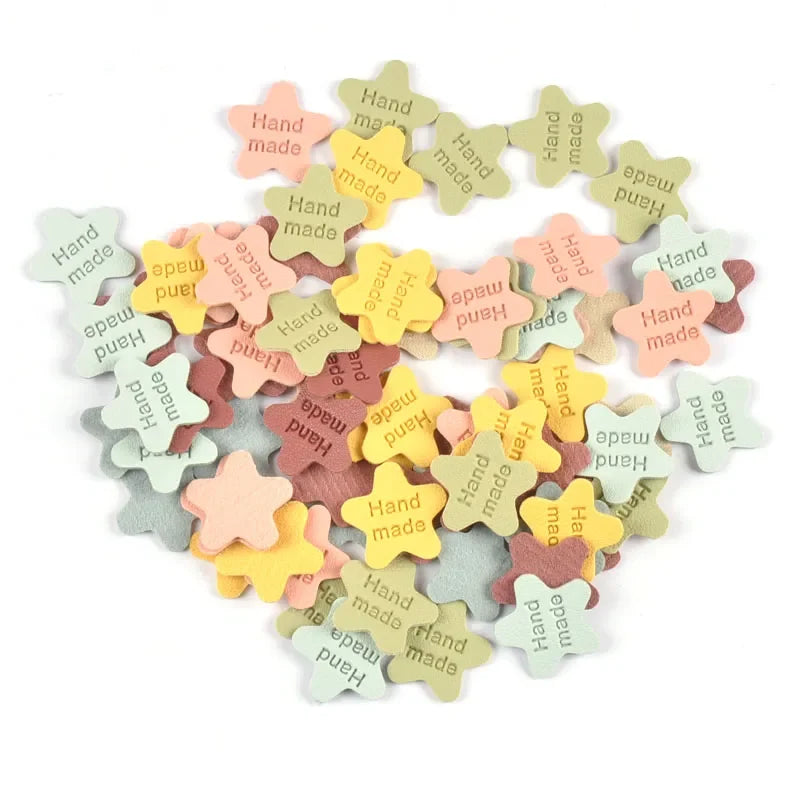 Star Embossed Leather Labels for DIY Sewing & Crafts | 20 Pcs Sewing Labels Qme