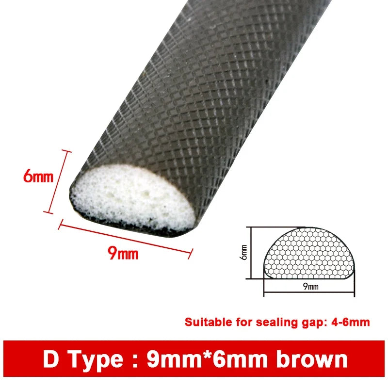 6M PU Acoustic Foam Window & Door Seal Strip Self-Adhesive Foam Weatherstrip Seal Qme D brown 9-6 4m