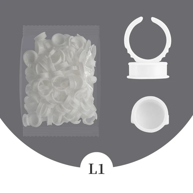 NATUHANA Disposable Lash Glue Holder Rings 100pcs Lash Glue Holder Ring Qme 100pcs x L1 - White