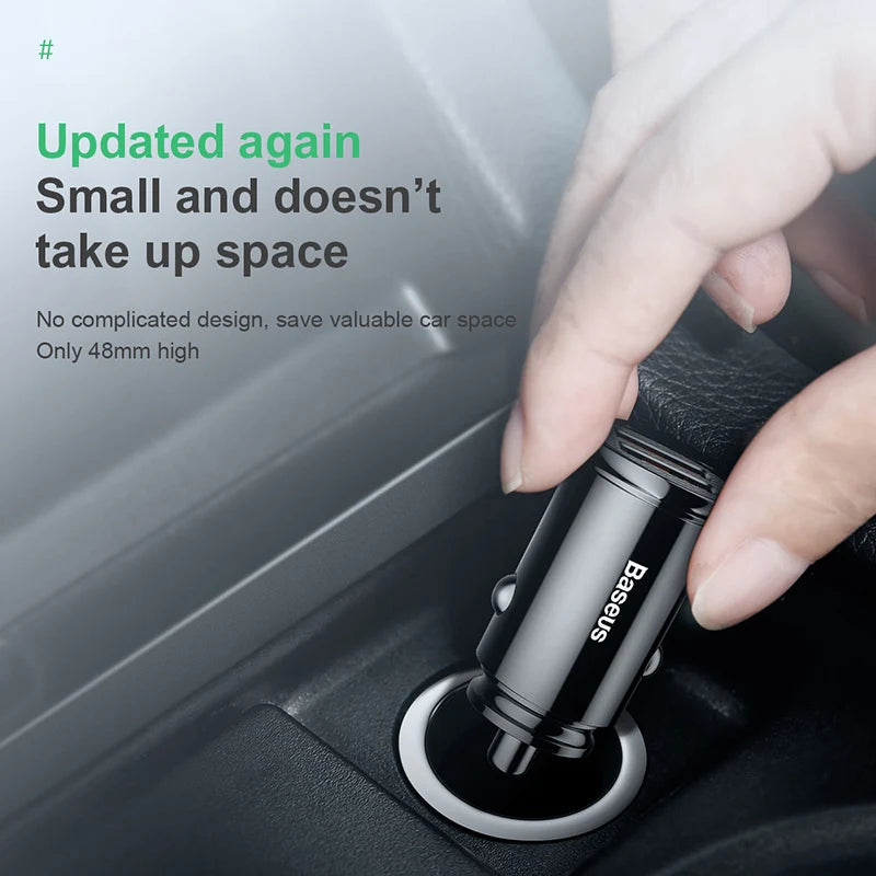 Baseus 30W Car Charger QC 4.0 PD USB-C Fast Charging Car Charger Qst
