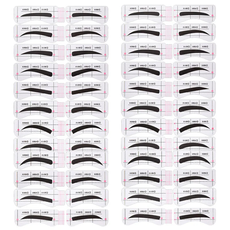 24 Pairs Eyebrow Stencil Sticker Template Guide Cards | Qme Eyebrow Stencil Cards Qme 24Pairs