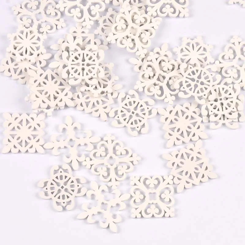 White Wood Flower Lace Ornaments DIY Scrapbooking 20pcs Craft Embellishments Qme