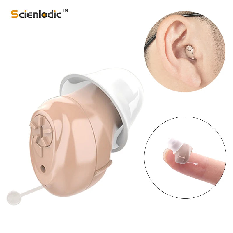 XceeFit CIC Invisible Mini Hearing Aid Sound Amplifier CIC Hearing Amplifier Qst HA-1 Beige-L or R