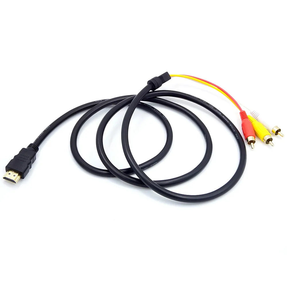 3-RCA Male AV Composite Connector Adapter Cable Cord RCA Adapter Cable Qme