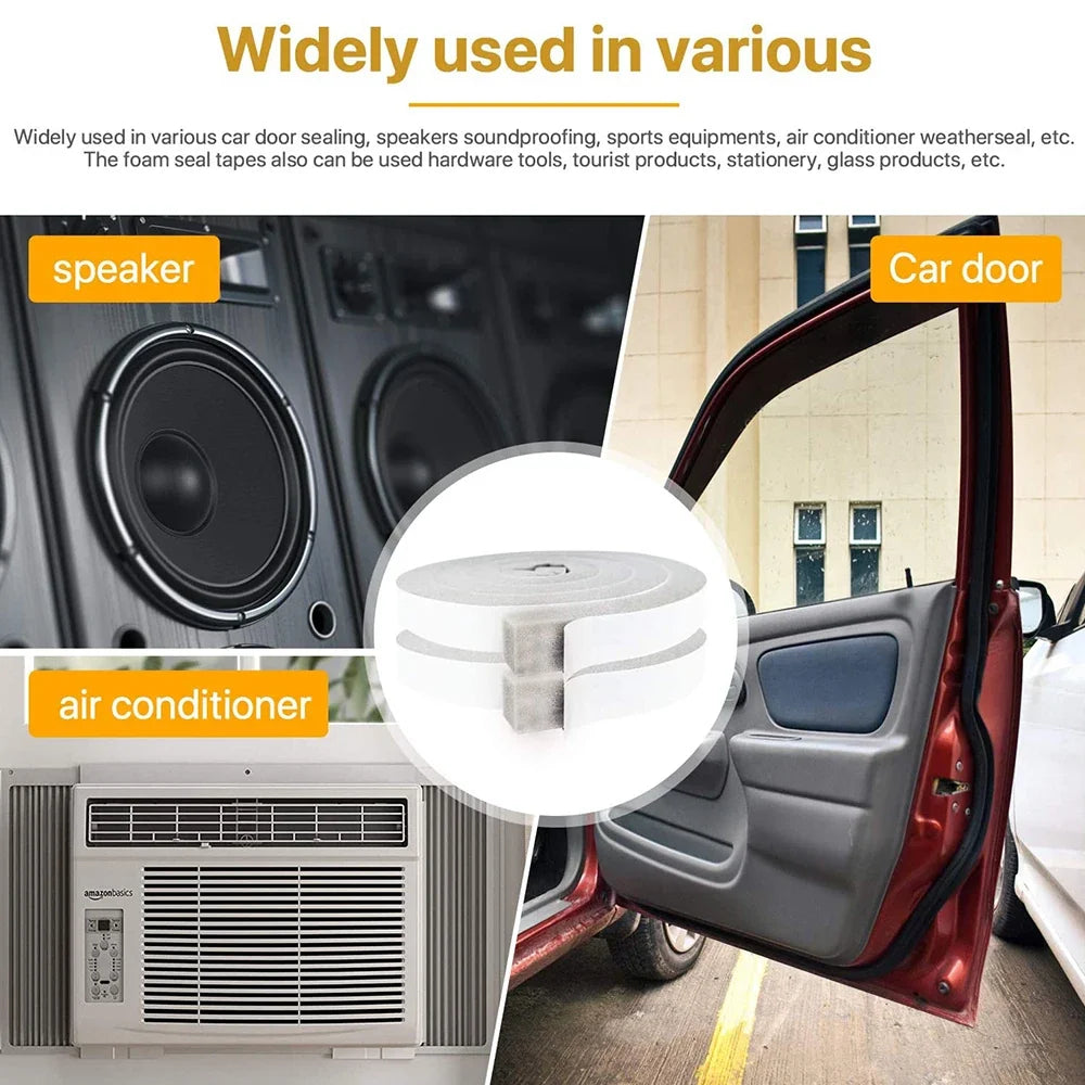 4M PU Foam Seal Strip Tape – Door & Window Weather Stripping Foam Weather Strip Qme