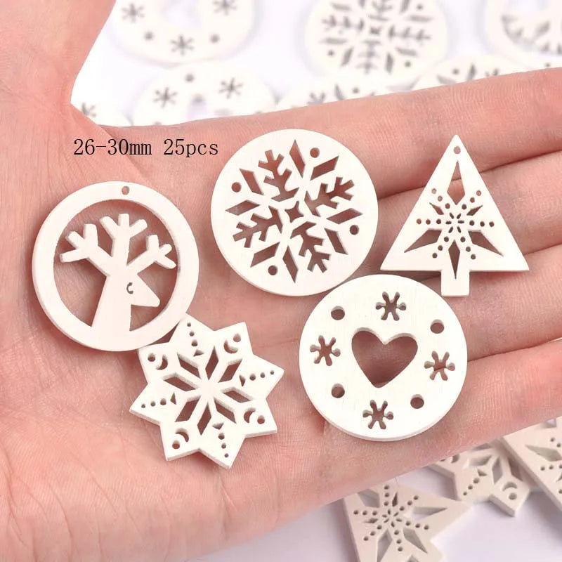 White Wooden Christmas Tree Shapes – DIY Craft & Scrapbooking Wooden Craft Shapes Qme 26-30mm 25pcs