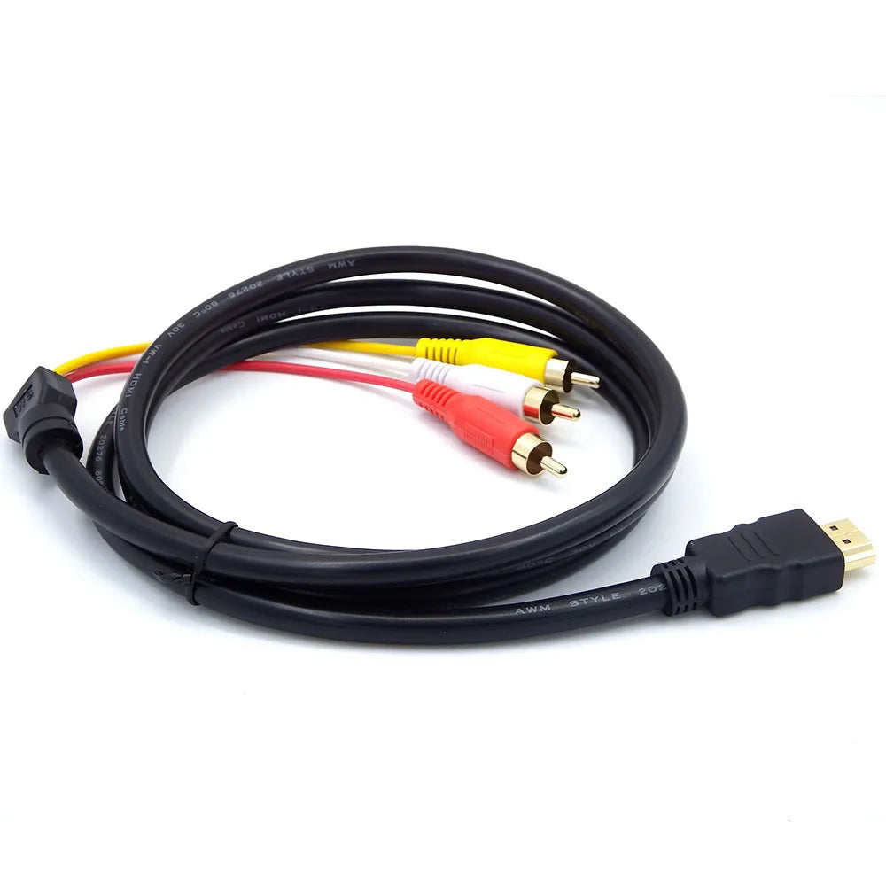3-RCA Male AV Composite Connector Adapter Cable Cord RCA Adapter Cable Qme