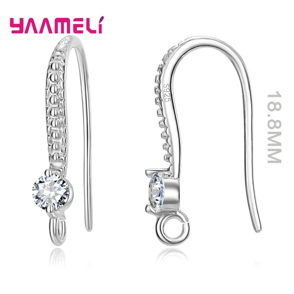925 Sterling Silver Hook Earrings – Cubic Zirconia, 6 Colors Hook Earrings Qme