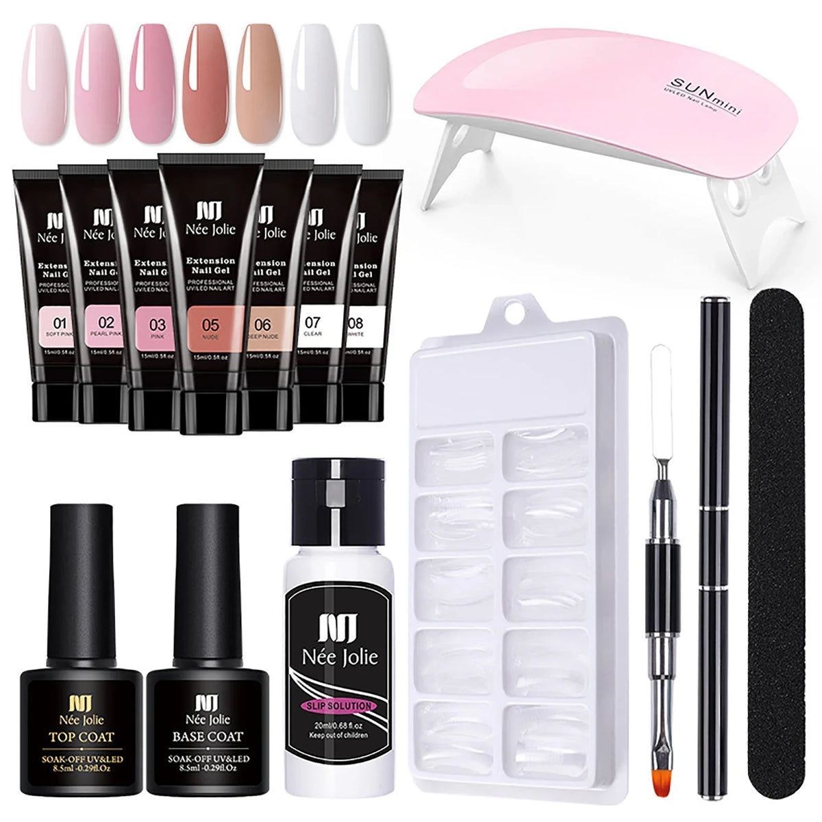 UV Nail Gel Extension Kit 8pcs – Manicure Set with Mini Lamp Nail Gel Extension Kit Qme 15pcs set China Mainland