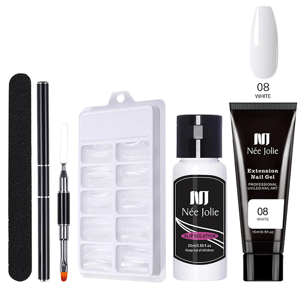 UV Nail Gel Extension Kit 8pcs – Manicure Set with Mini Lamp Nail Gel Extension Kit Qme