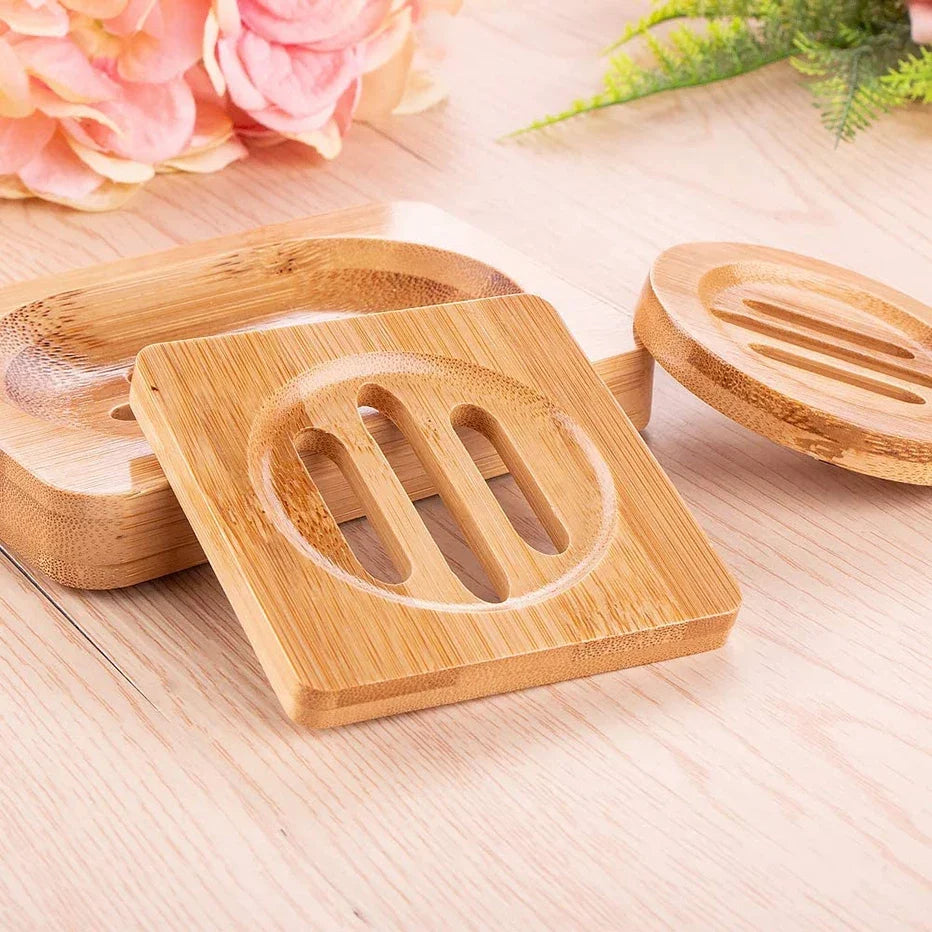 Natural Bamboo Soap Dish Holder with Drainage Tray Bamboo Soap Dish Qme