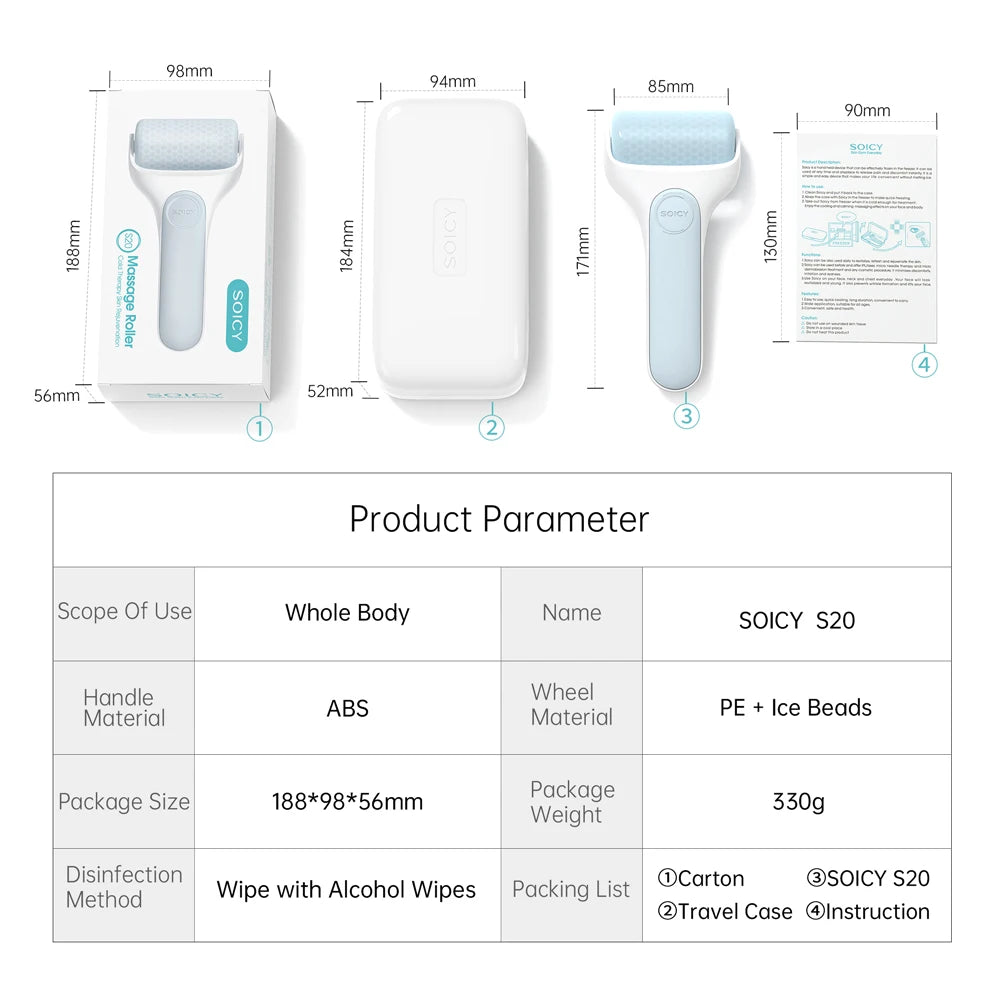 Hello Face Soicy S20 Ice Roller – Cooling Skin Massage Tool Ice Face Roller Qst Ice roller